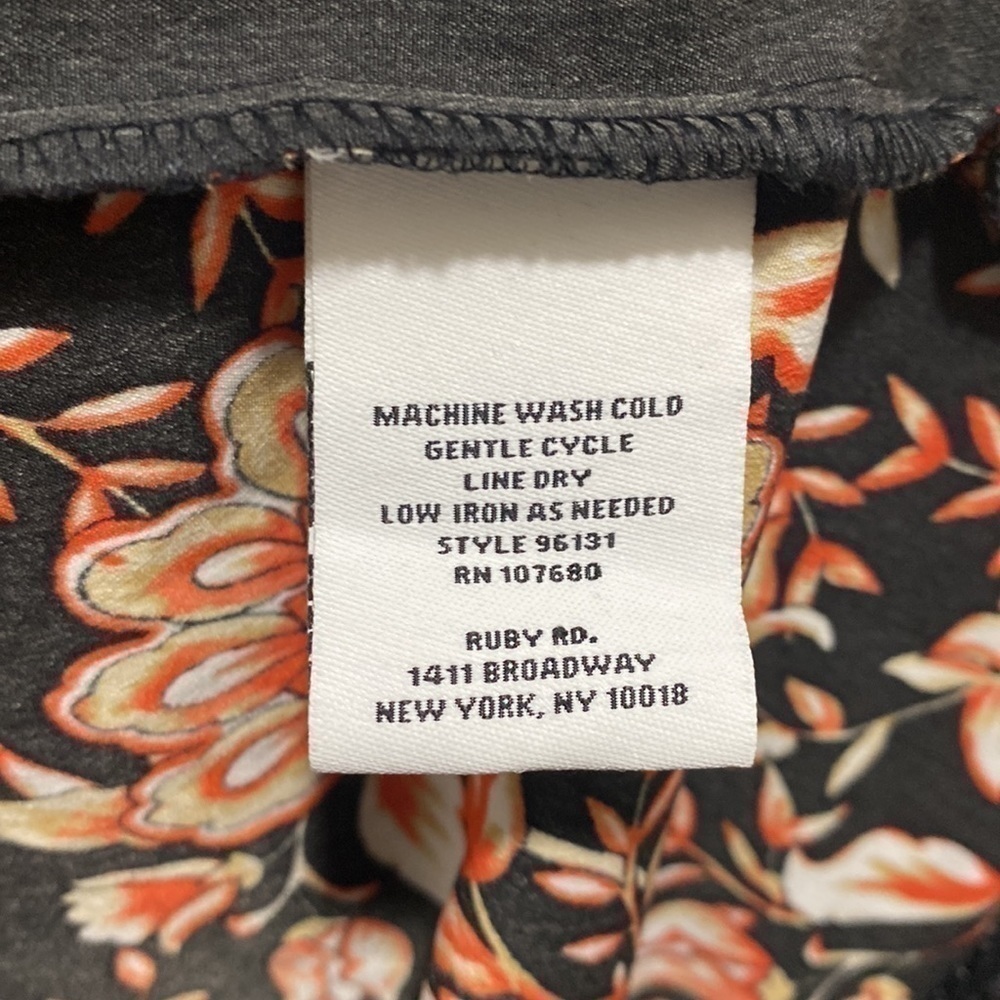 RUBY Rd Floral Print Fringe Kimono Cardigan Small Open Front Swim π - Picture 5 of 6